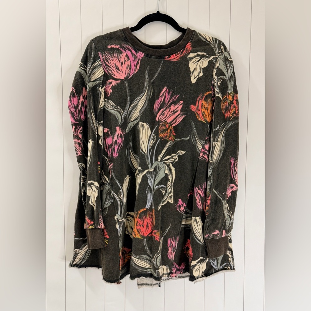 Free People Floral Knit Sweater